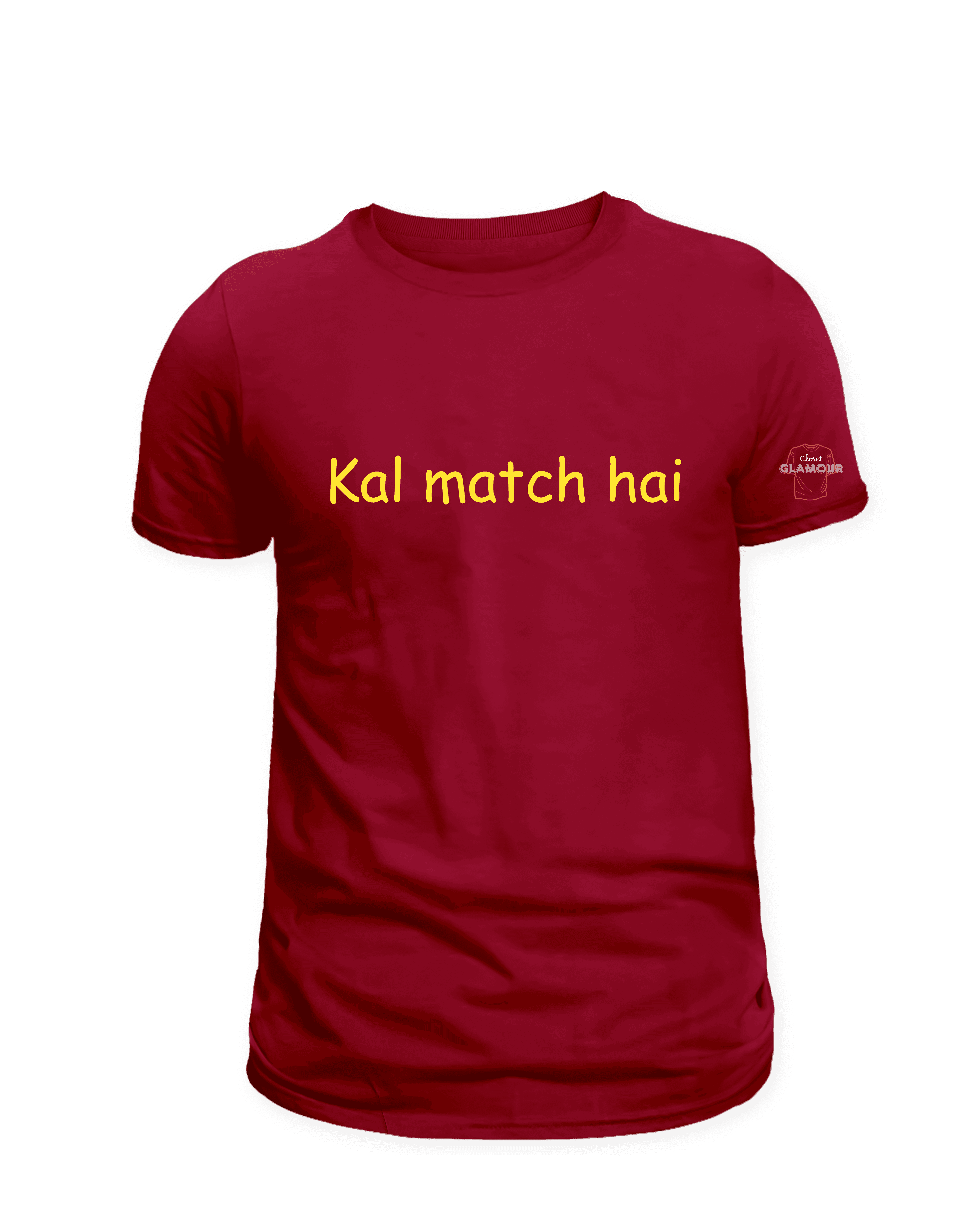 Maroon Cotton Printed Regular T-Shirt For Men & Women