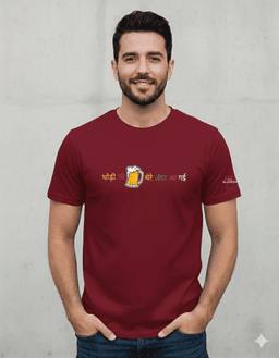 Maroon Cotton Printed Regular T-Shirt For Men & Women 1